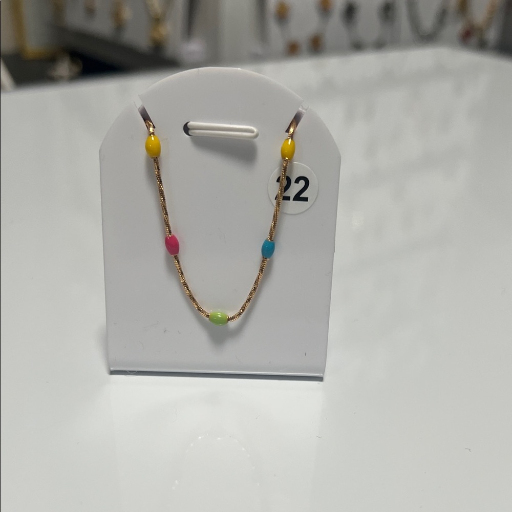 Rose gold colorful bead necklace